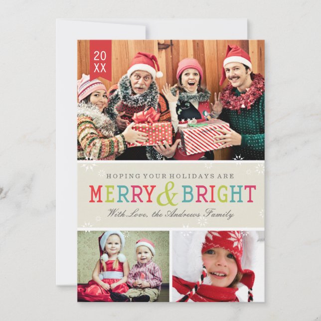 Bright Snowflakes Carte photo de vacances (Devant)