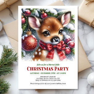 Bright snowy forest baby deer Christmas kids Invitation