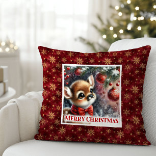 Bright snowy forest baby deer kids room decor   throw pillow