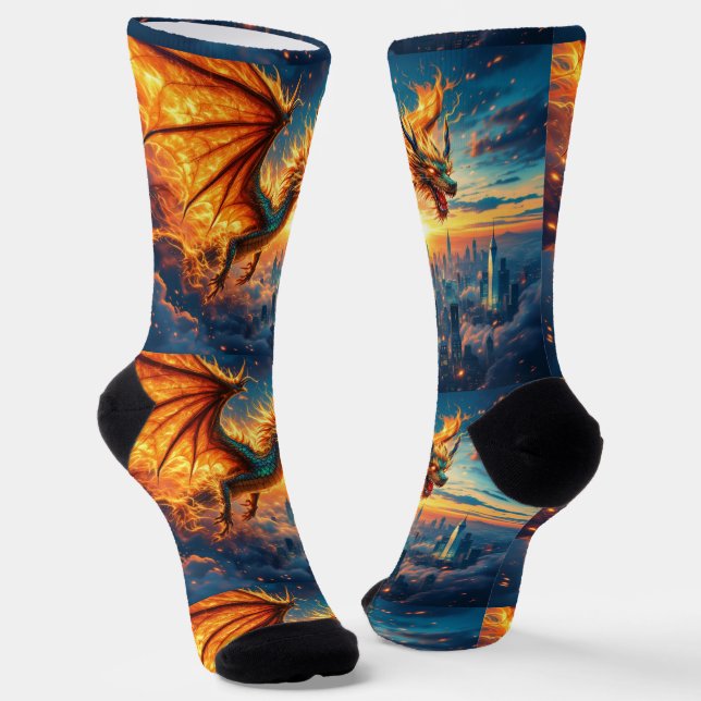 Bright Socks RANDOPIX Green Fire Dragon 0039513 (Angled)