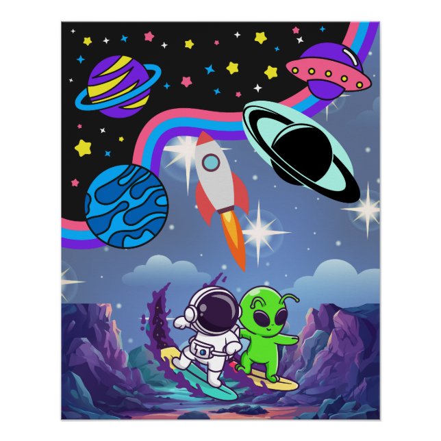 Bright Space Adventure Kids Wall Art (Front)