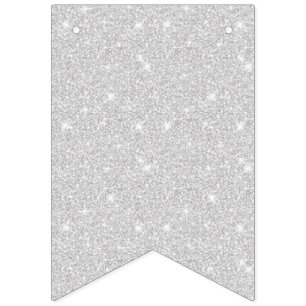 Bright Sparkle White Silver Colour Merry Christmas Bunting Flags