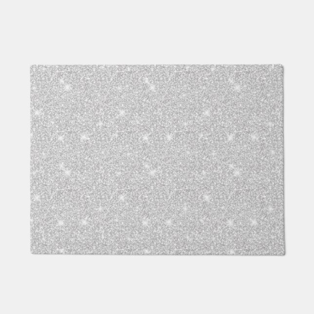 Bright Sparkle White Silver Colour Merry Christmas Doormat (Front)