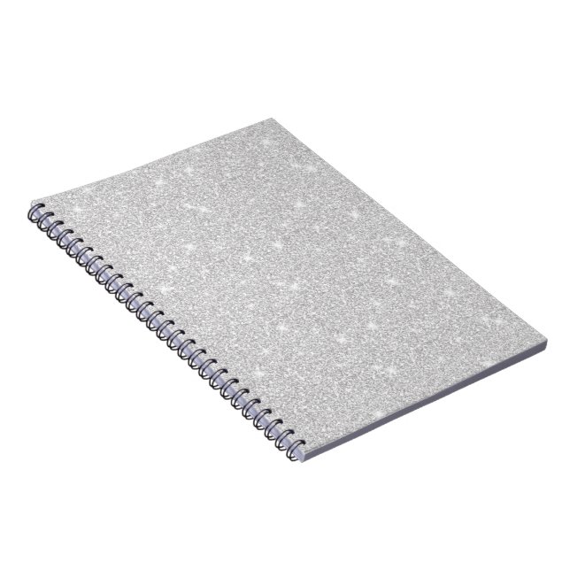 Bright Sparkle White Silver Colour Merry Christmas Notebook (Right Side)