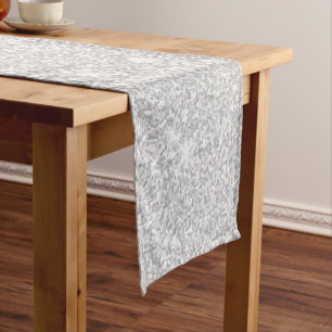 Bright Sparkle White Silver Colour Merry Christmas Short Table Runner