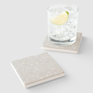 Bright Sparkle White Silver Colour Merry Christmas Stone Coaster