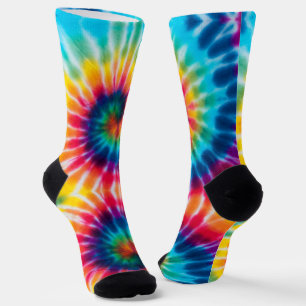 Bright Spiral Tie Dye Colourful Socks