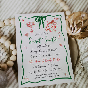 Bright Spirits   Secret Santa Christmas Party Invitation