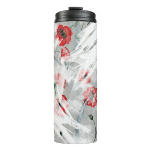 Bright Splash Red Poppy Watercolor Thermal Tumbler