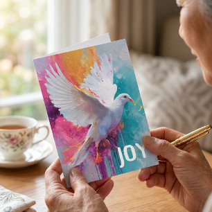 Bright Splatter Watercolour   Dove Christmas Holiday Card