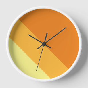 Bright Sporty Orange Yellow Summer Racing Stripes Clock