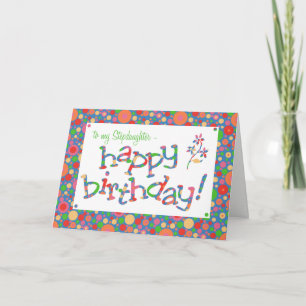 Bright Spots Pattern on Blue Stepdaughter Birthday Card