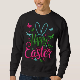 Bright Spring Butterflies Dragonflies Happy Easter Sweatshirt