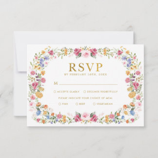 Bright Spring Floral Garden Wedding RSVP Card
