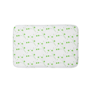 Bright Spring Green Flowers, Small Floral Print Bath Mat