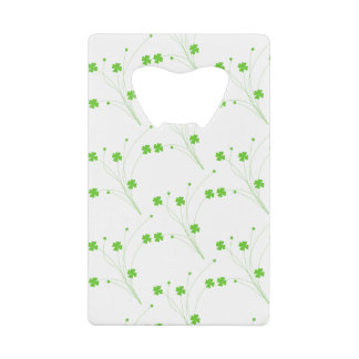 Bright Spring Green Flowers, Small Floral Print Credit Card Bottle Opener