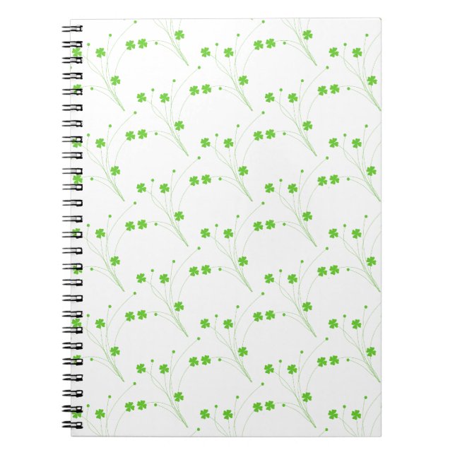 Bright Spring Green Flowers, Small Floral Print Notebook (Front)
