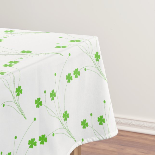 Bright Spring Green Flowers, Small Floral Print Tablecloth (In Situ)