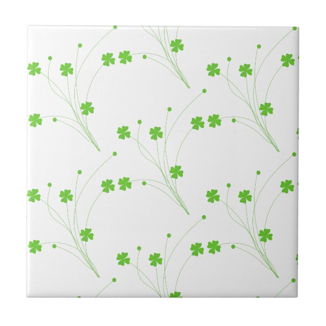 Bright Spring Green Flowers, Small Floral Print Tile (Front)