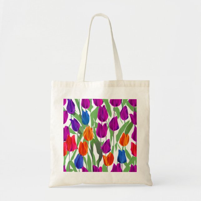 Bright Spring Tulips Canvas Tote Bag (Front)