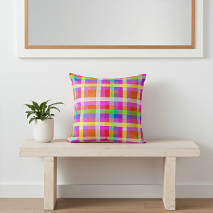 Bright Squares of Rainbow Colours Throw Pillow