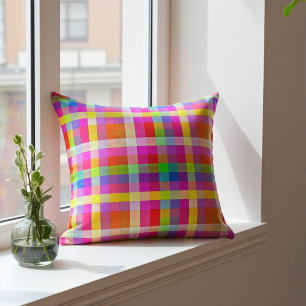 Bright Squares of Rainbow Colours Throw Pillow