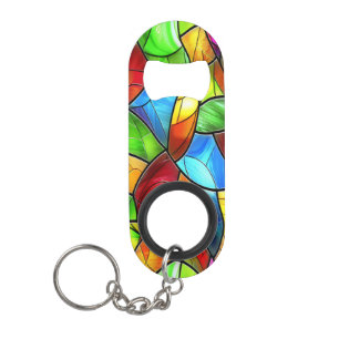 Bright Stained Glass Mosaic Keychain Bottle Opener