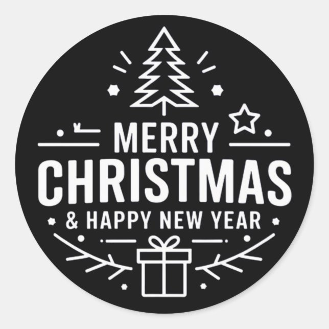 Bright Star Merry Christmas & happy New year Stick Classic Round Sticker (Front)