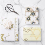 Bright Star of David Black White Gold Wrapping Paper Sheet<br><div class="desc">Bright Star of David Black White Gold | Wrapping Paper
Simple traditional that would suit anyone during the holidays</div>