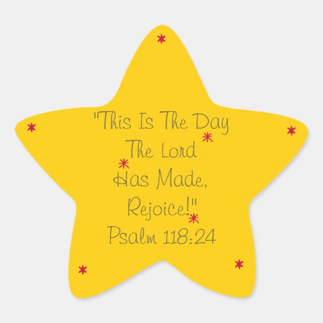 Bright star sticker verse This is the day! Rejoice (Front)