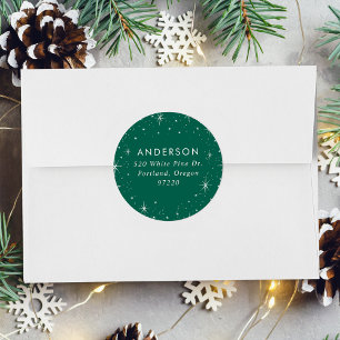 Bright Stars Green Holiday Return Address Label