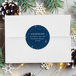 Bright Stars Navy Holiday Return Address Label