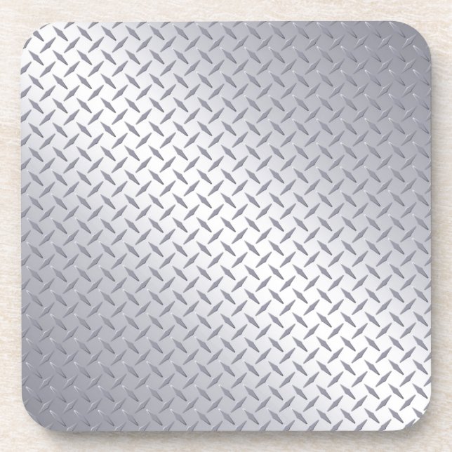 Bright Steel Diamond Plate Coaster (Front)