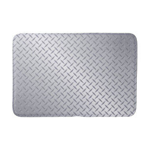 Bright Steel Diamond Plate Look Bath Mat