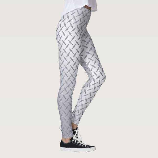 Bright Steel Diamond Plate Pattern Leggings (Right)