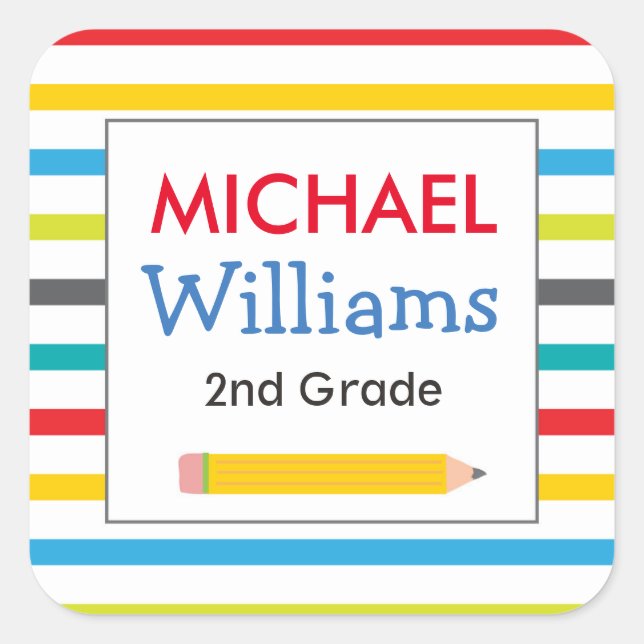 Bright Stripe School Labels (Front)