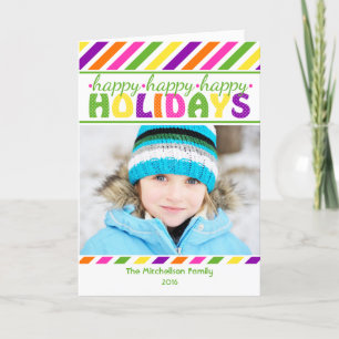 BRIGHT Stripes Colourful Christmas Card