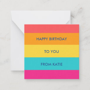 Bright Stripes Colourful Happy Birthday Custom Tin Card