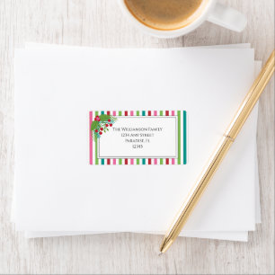 Bright Stripes Fun Holiday Christmas Holly Berries Label