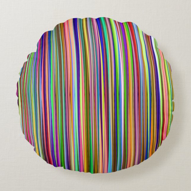 Bright Stripes Round Pillow (Front)