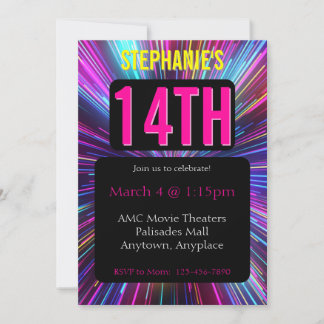 Bright Strobe Light Birthday Invitation