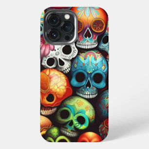 Bright Sugar Skulls iPhone 13 Pro Max Case