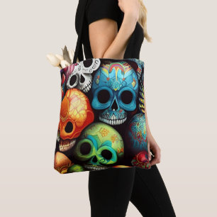 Bright Sugar Skulls Tote Bag
