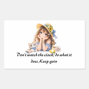 • Bright Summer Anime Girl & Kitten Keep Going Quo Sticker