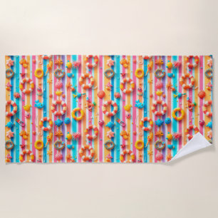 🌞 Bright Summer Beach Pattern Vibes 🌊 Towel