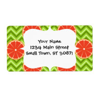 Bright Summer Citrus Grapefruits on Green Chevron