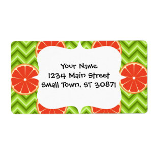 Bright Summer Citrus Grapefruits on Green Chevron