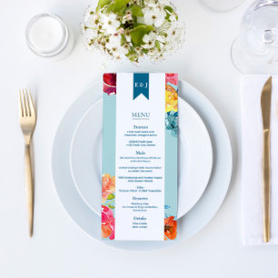 Bright Summer coloré Mariage plat menu