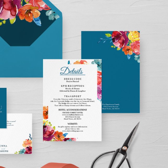 Bright Summer colorful Wedding Details Enclosure Card (Creator Uploaded)