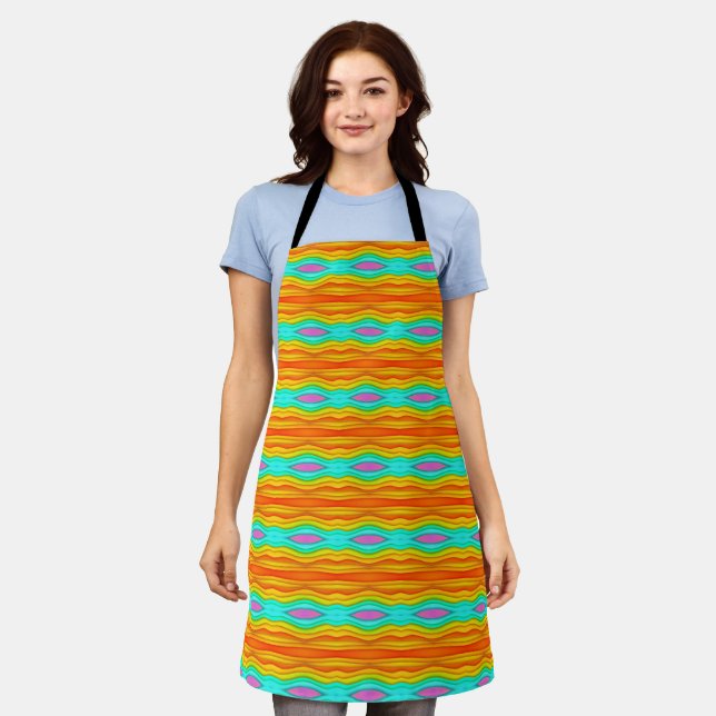 Bright Summer Coloured Abstract Apron (Worn)
